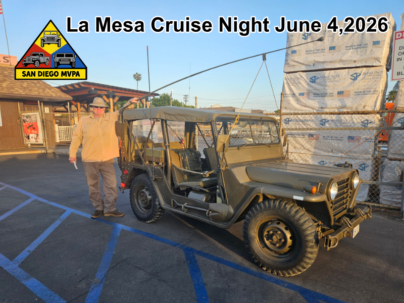 Member with M151 Mutt at La Mesa Cruise Night June 4 2026